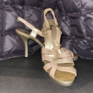 Gold sparkle heels